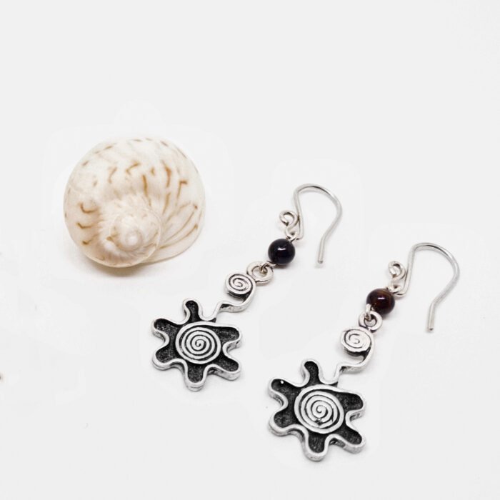 Aretes Espiral Flor Larga