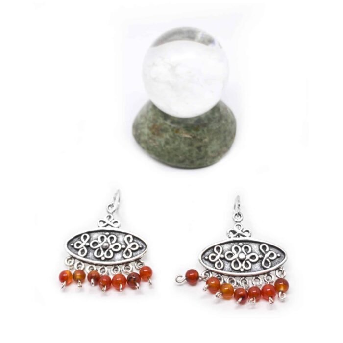 Aretes Hindú Ovales con Piedras Colgantes