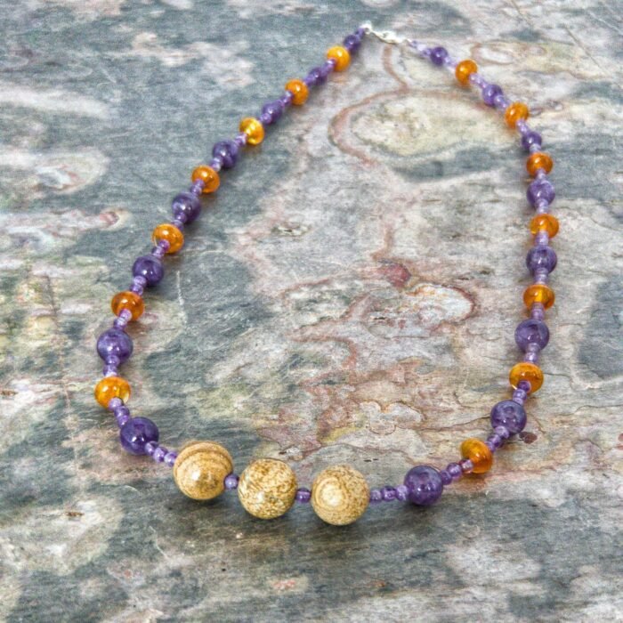 Collar Amatista, Cornalinas y Jaspes