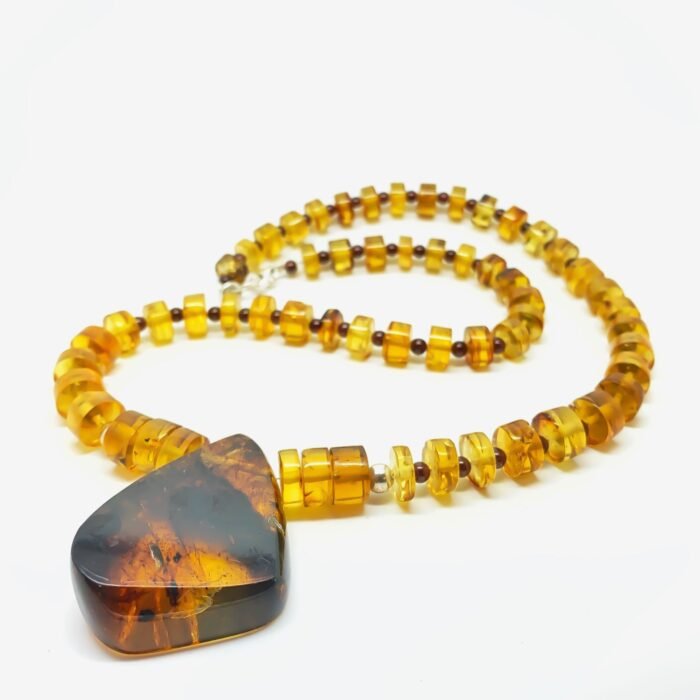 Collar Ámbar, Granate y Dije Gota
