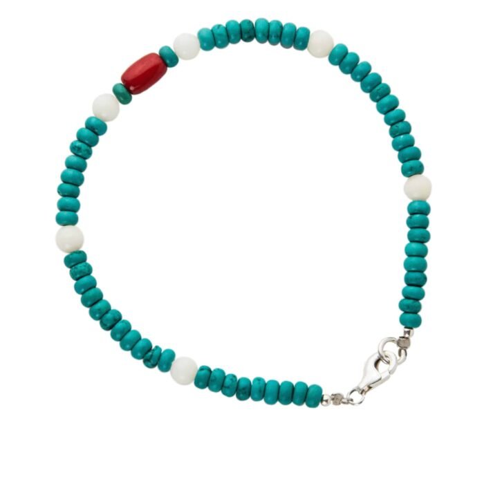Pulsera de Turquesas, Hueso y Coral