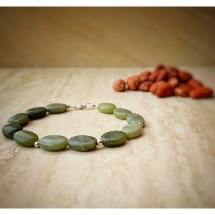 Pulsera Jades Claritos Ovalados y Plata