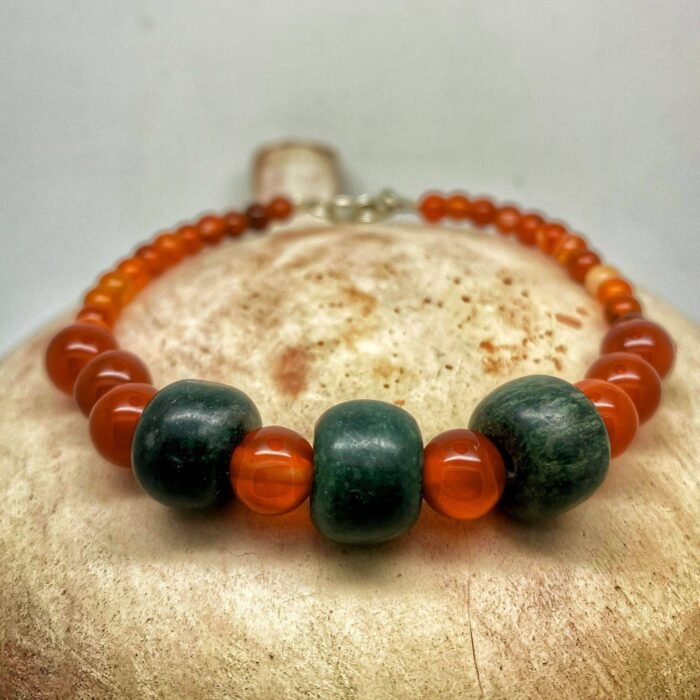 Pulsera Volcán, Cornalina y Jade