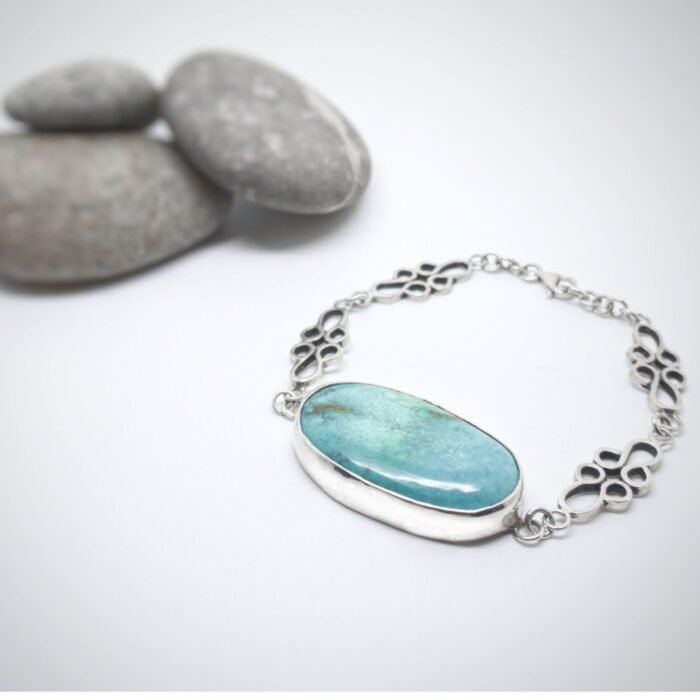 Pulsera Plata y Turquesa Montada