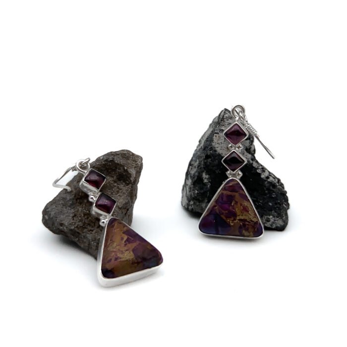 Aretes Jaspe Sedimento Marino y Granates