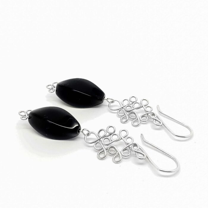 Aretes Viento Filigrana con Plata y Ónix