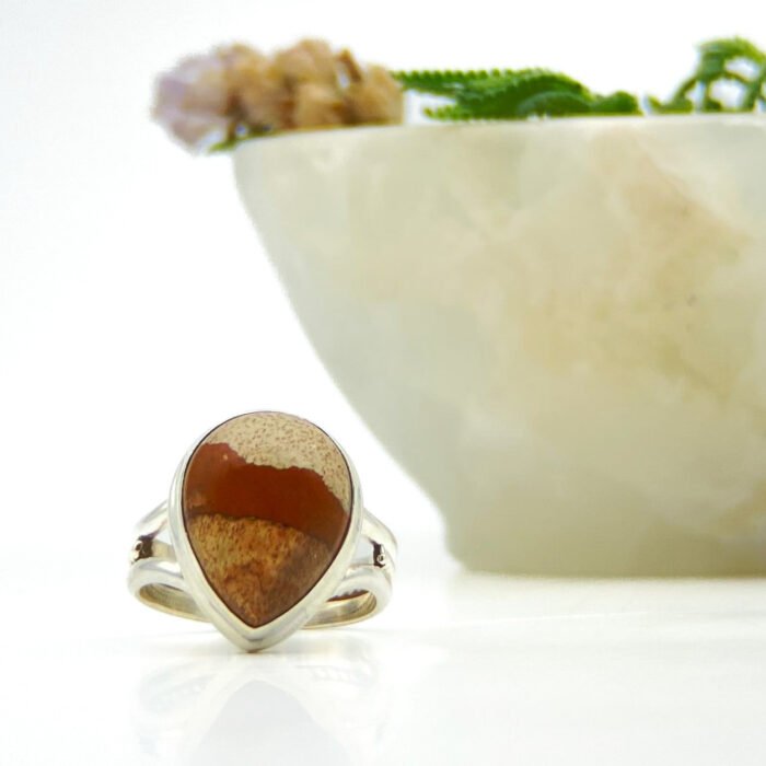Anillo Jaspe Natural Paisaje Talla 7.5