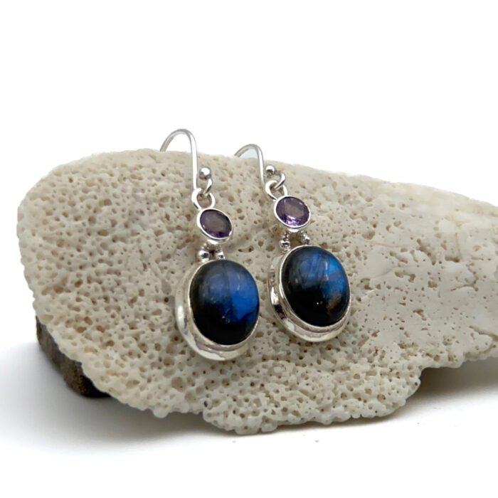 Aretes Labradorita y Amatistas