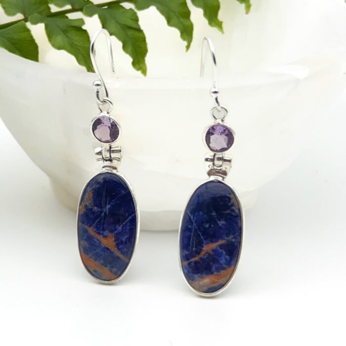 Aretes Sodalita Naranja y Amatista