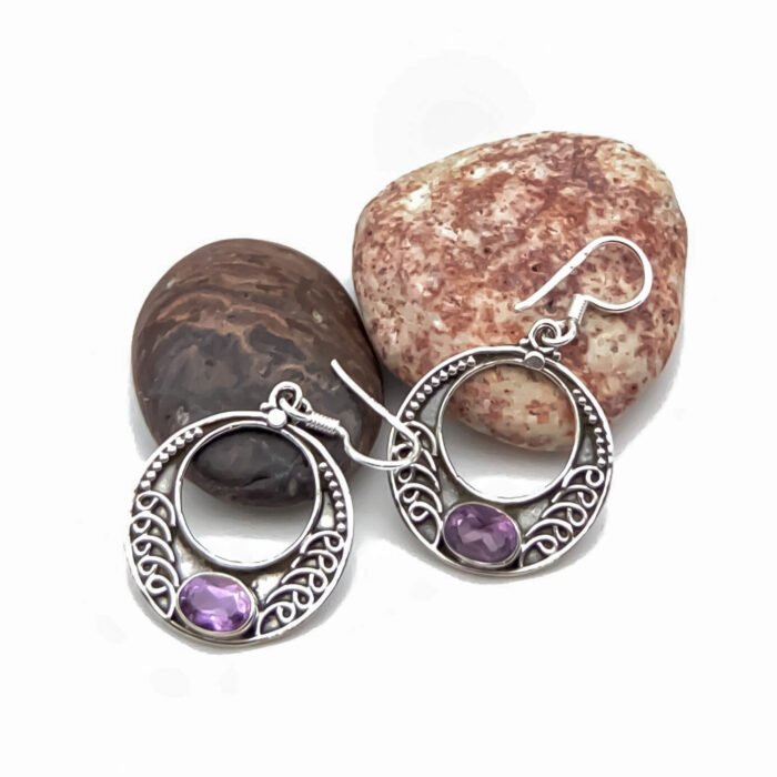 Arracadas Redondas Amatista